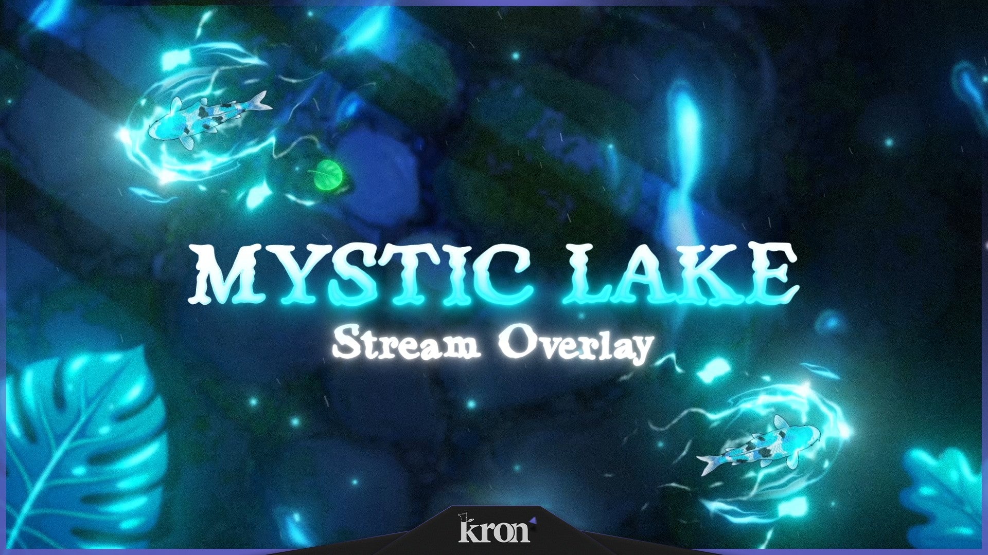 Mystic Lake Stream Overlay for Twitch - Animated Blue Glowing Koi Fantasy Chill Package with Alerts and Widgets | byKron