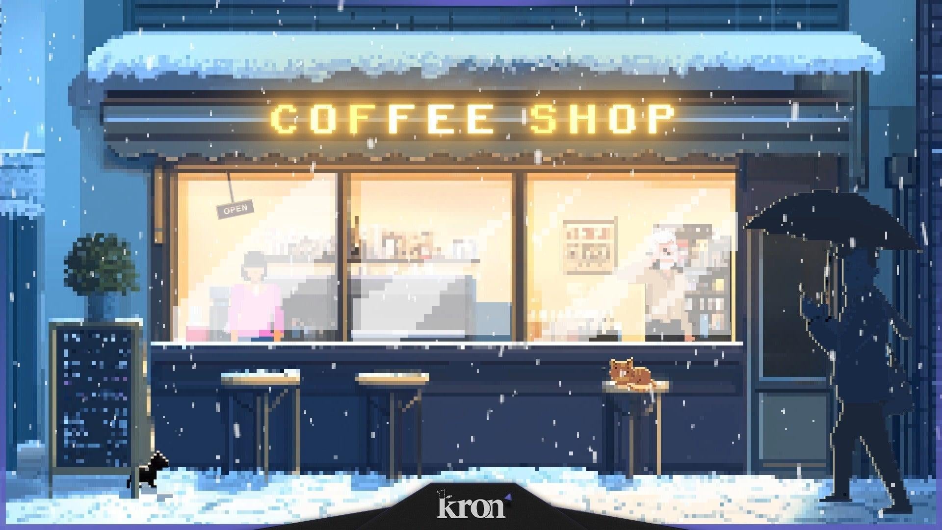 Winter Coffee Shop Stream Overlay for Twitch - Animated Snowy Cafe Cozy Winter Holiday Package with Alerts and Widgets | byKron