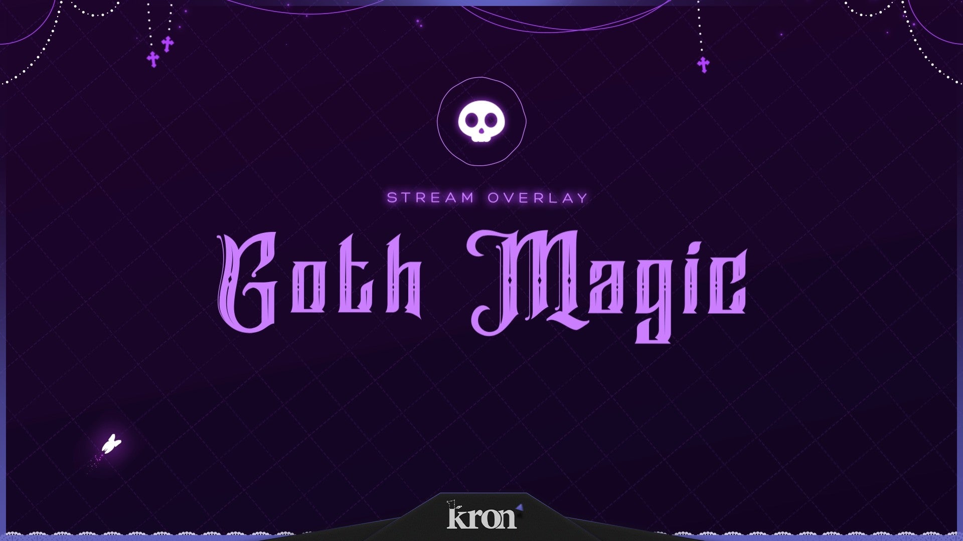 Goth Magic Stream Overlay for Twitch - Animated Purple Gothic Bat Magic VTuber Package with Alerts and Widgets | byKron