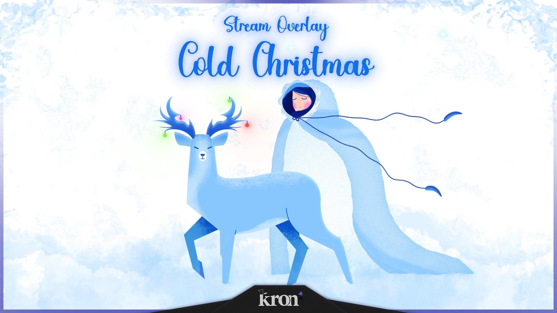 Cold Christmas Stream Overlay for Twitch - Animated Blue Deer Snowy Winter Fantasy Package with Alerts and Widgets | byKron