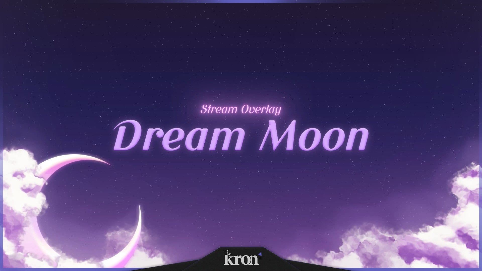 Dream Moon Stream Overlay for Twitch - Animated Purple Moon Starry Night Cute Space Package with Alerts and Widgets | byKron