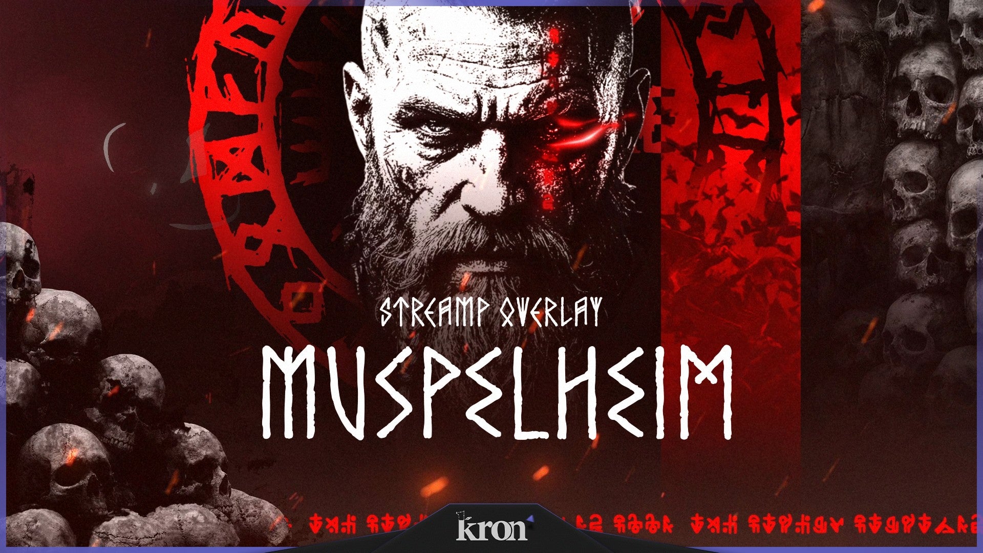 Muspelheim Stream Overlay for Twitch - Animated Norse Fire Skull Medieval Chaos Package with Alerts and Widgets | byKron