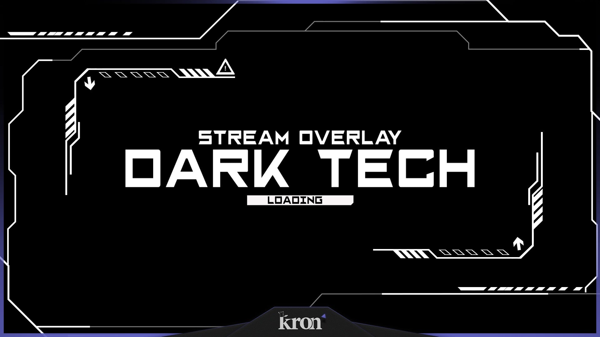 Dark Tech Stream Overlay for Twitch - Animated Monochrome HUD Cyber Futuristic Package with Alerts and Widgets | byKron