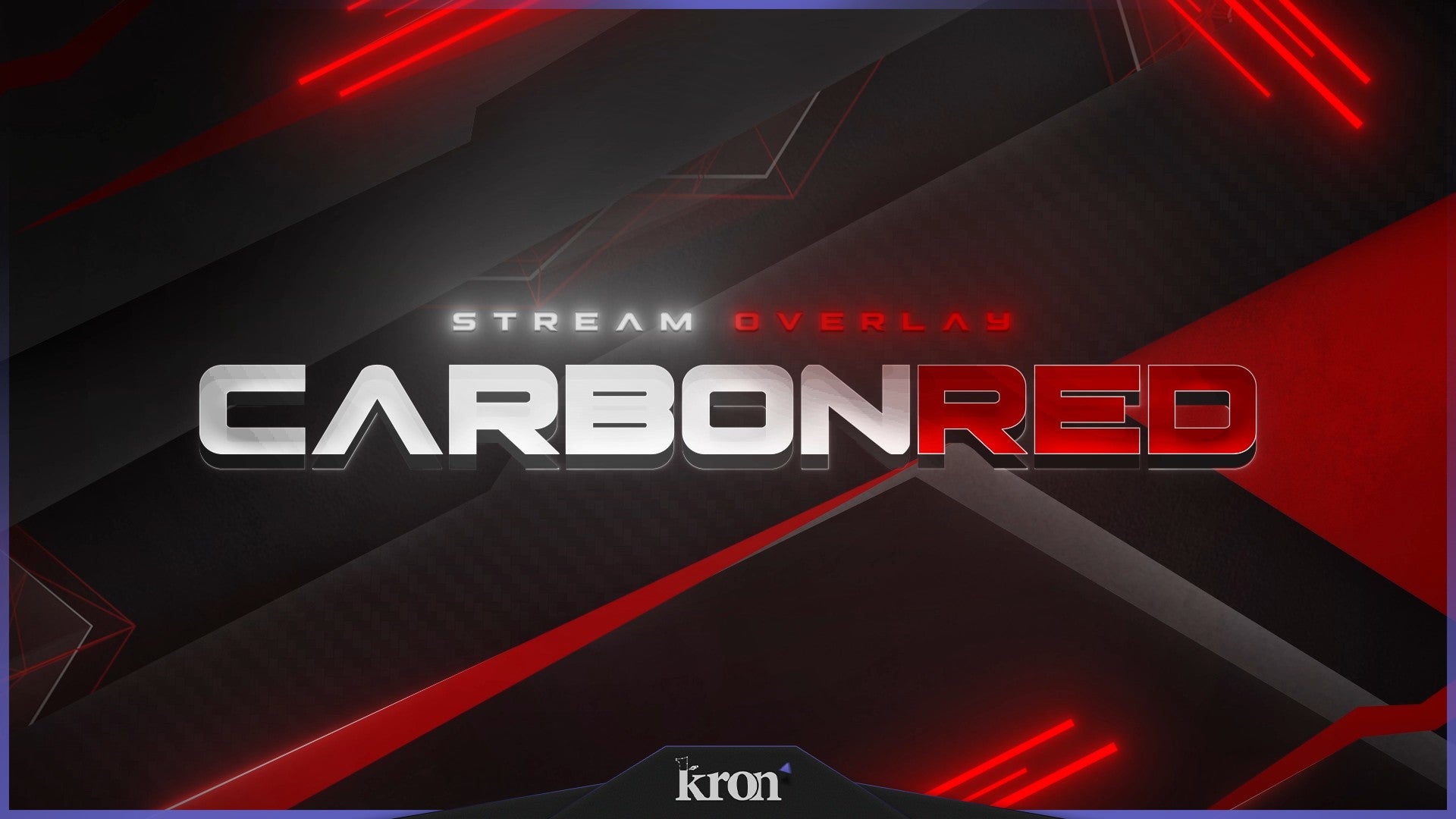Carbon Red Stream Overlay for Twitch - Animated Red Black Carbon Fiber Futuristic Package with Alerts and Widgets | byKron