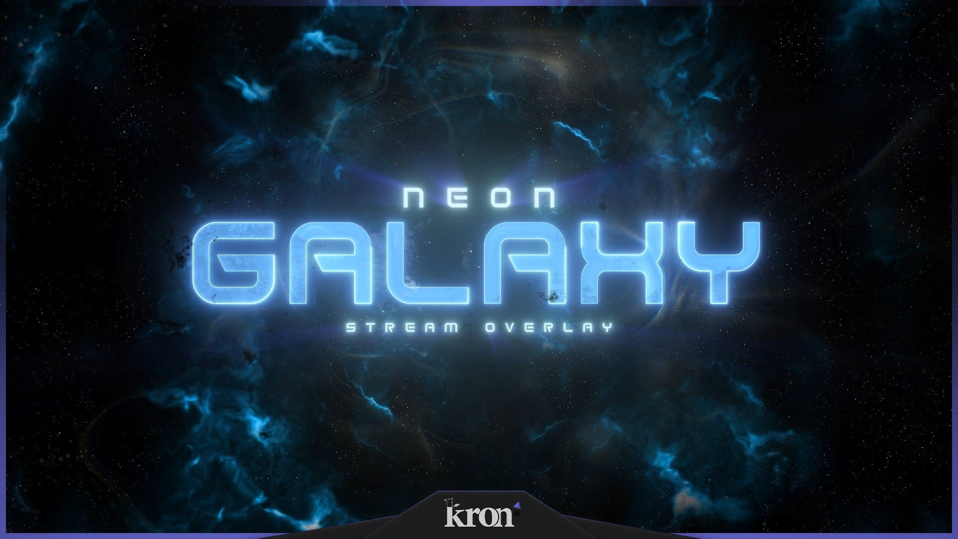 Neon Galaxy Stream Overlay for Twitch - Animated Blue Neon Nebula Space Synthwave Package with Alerts and Widgets | byKron