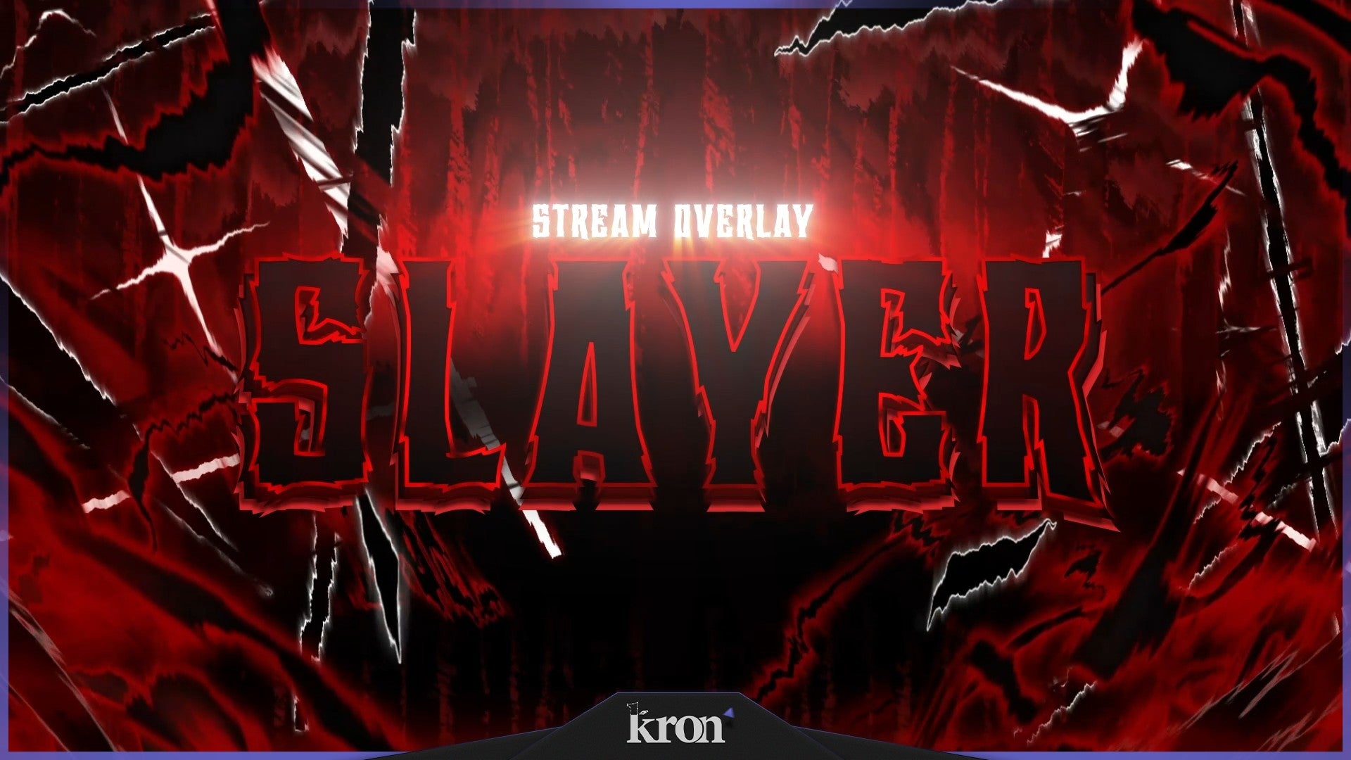 Slayer Stream Overlay for Twitch - Animated Dark Red Glitch Anime Package with Alerts and Widgets | byKron