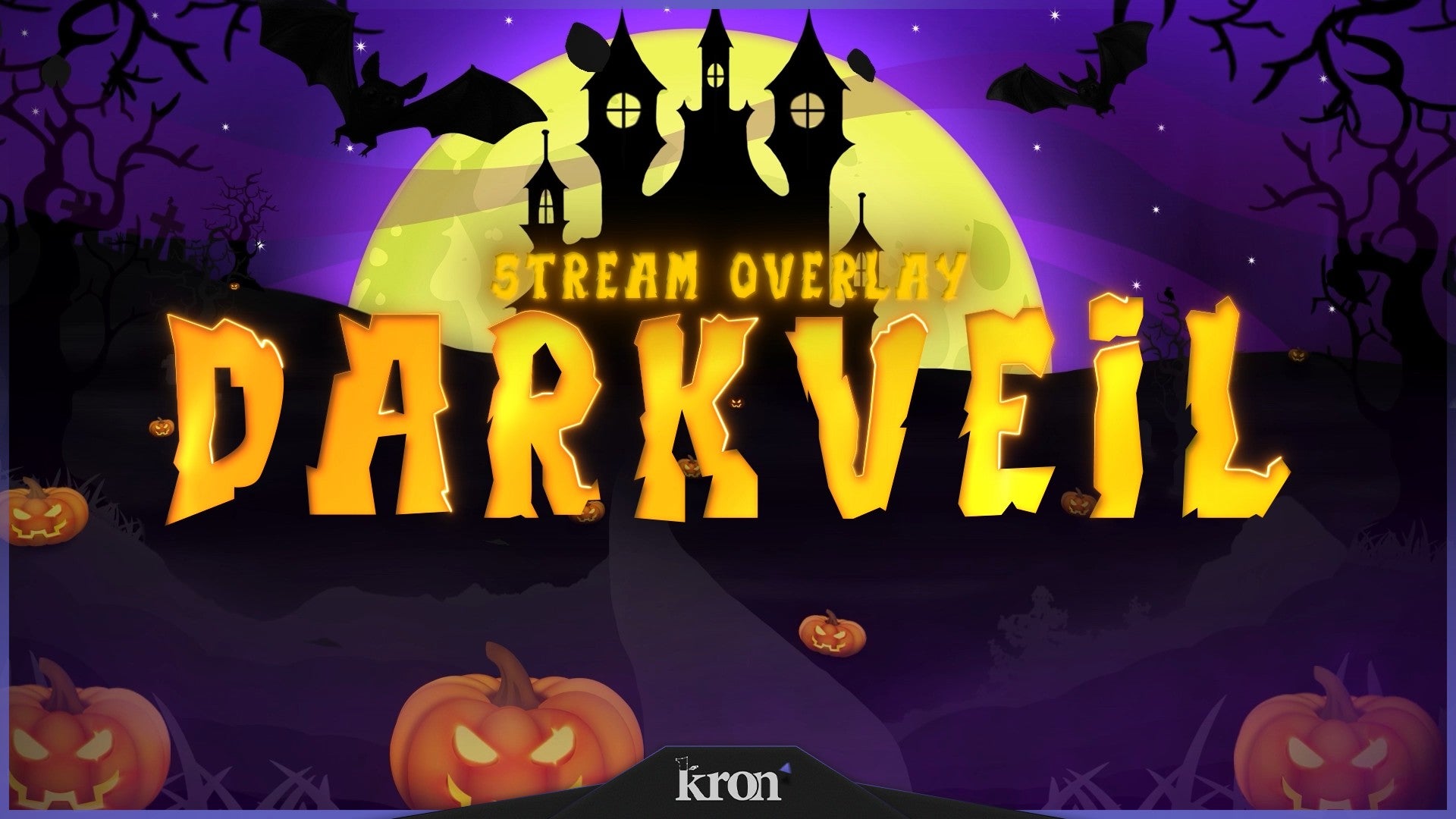 Darkveil Stream Overlay for Twitch - Animated Pumpkin Bat Haunted Mansion Halloween Package with Alerts and Widgets | byKron