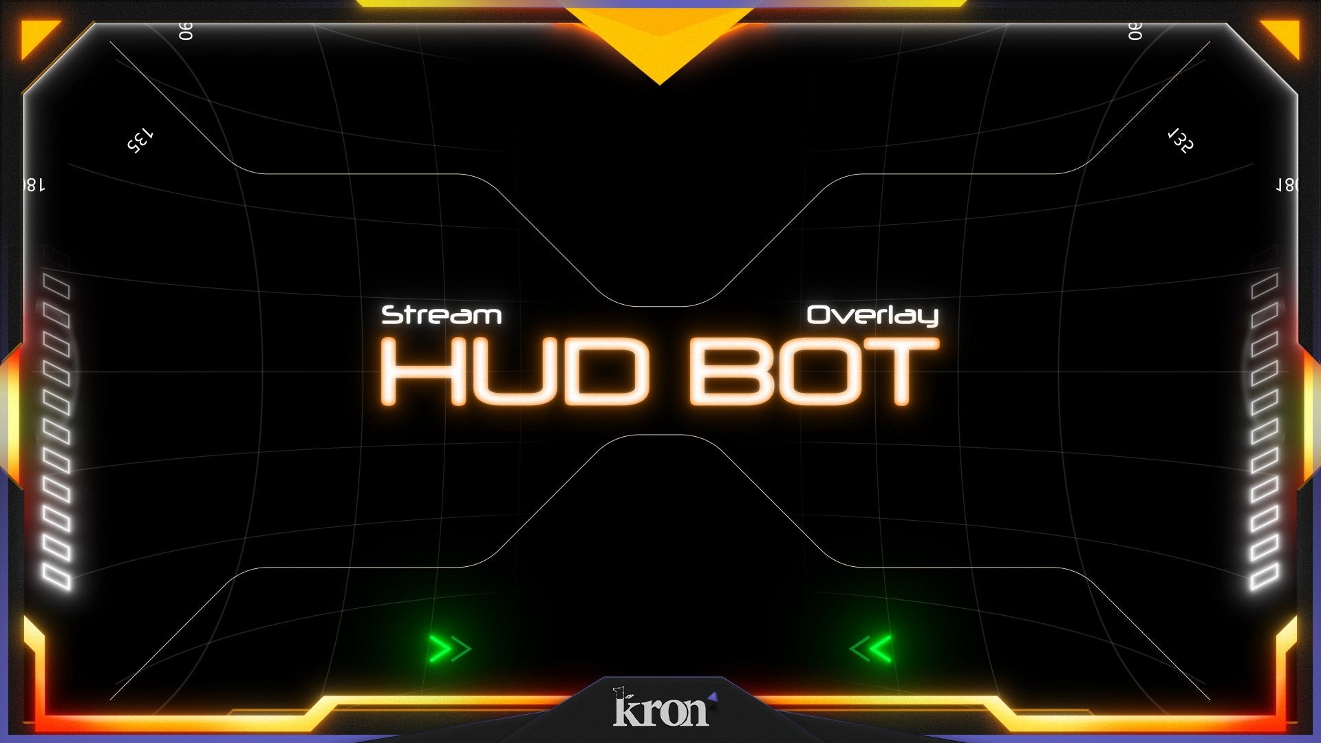 Hud Bot Stream Overlay for Twitch - Animated Orange Neon HUD Futuristic Tactical Package with Alerts and Widgets | byKron