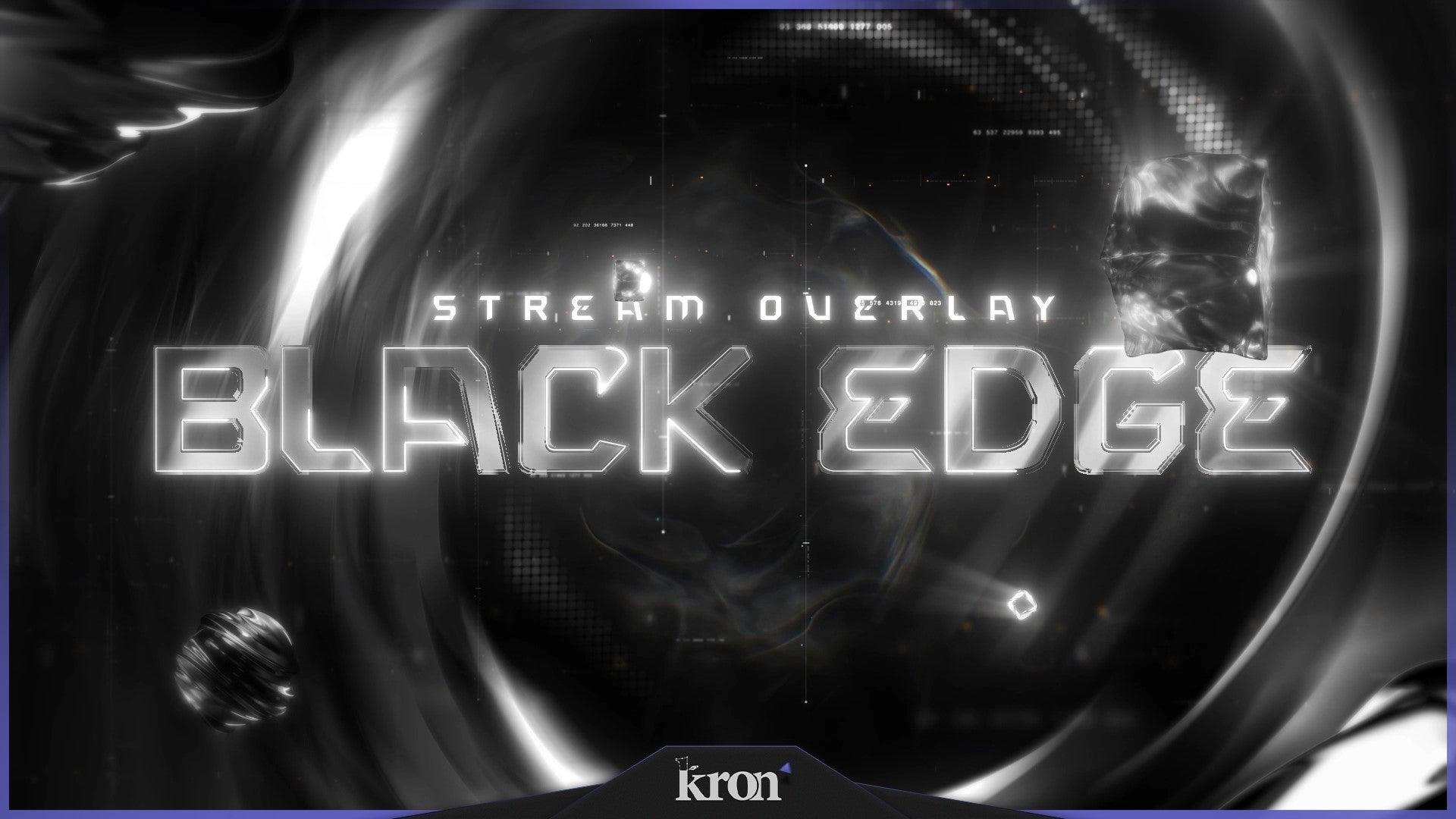 Black Edge Stream Overlay for Twitch - Animated Black White Futuristic Tech Neon Package with Alerts and Widgets | byKron