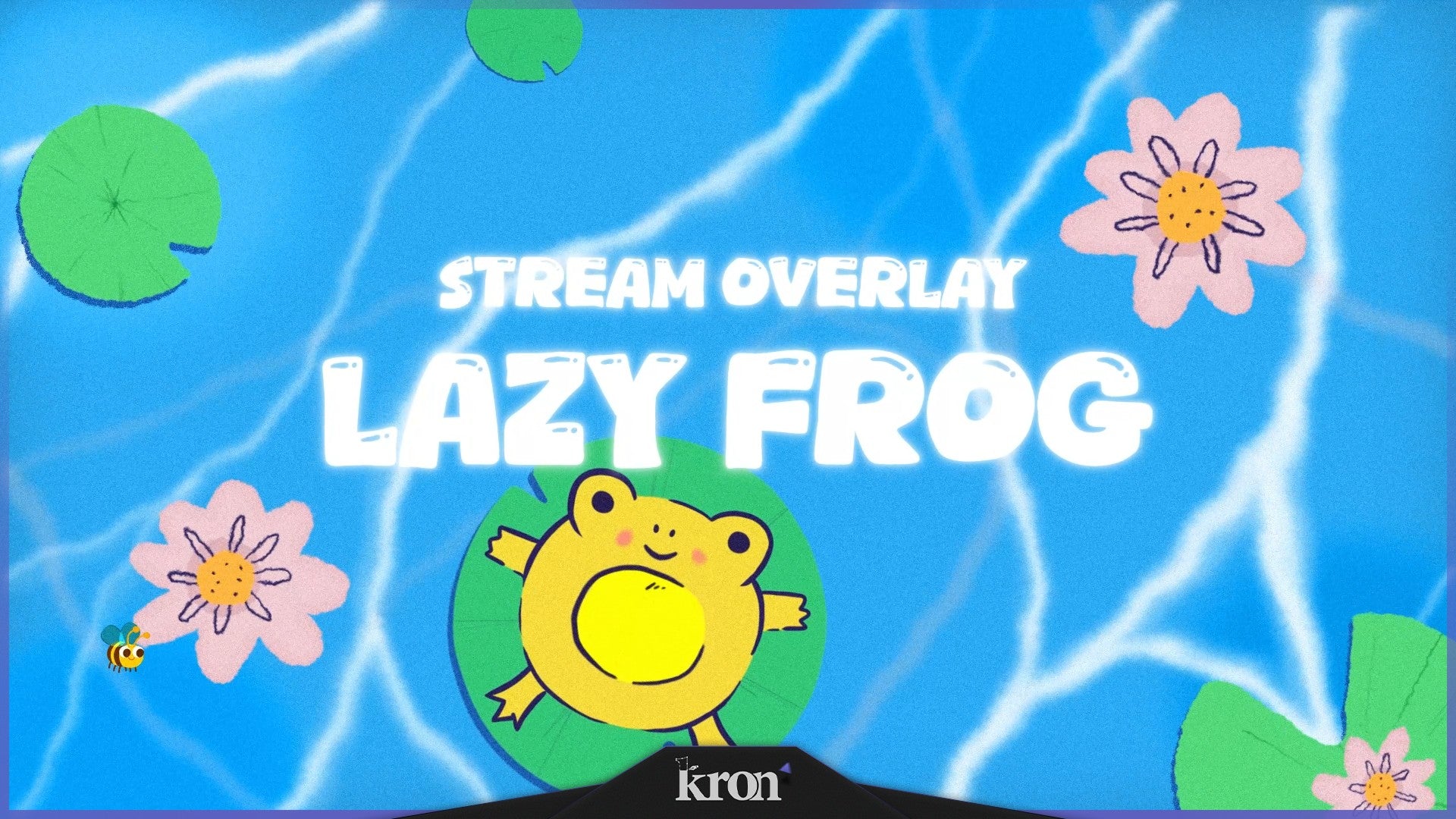 Lazy Frog Stream Overlay for Twitch - Animated Cute Cozy Nature Lily Pad Package with Alerts and Widgets | byKron