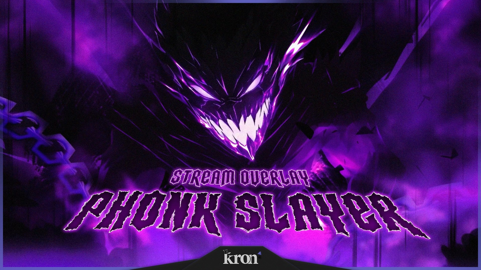 Phonk Slayer Stream Overlay for Twitch - Animated Purple Creature Phonk Dark Anime Package with Alerts and Widgets | byKron