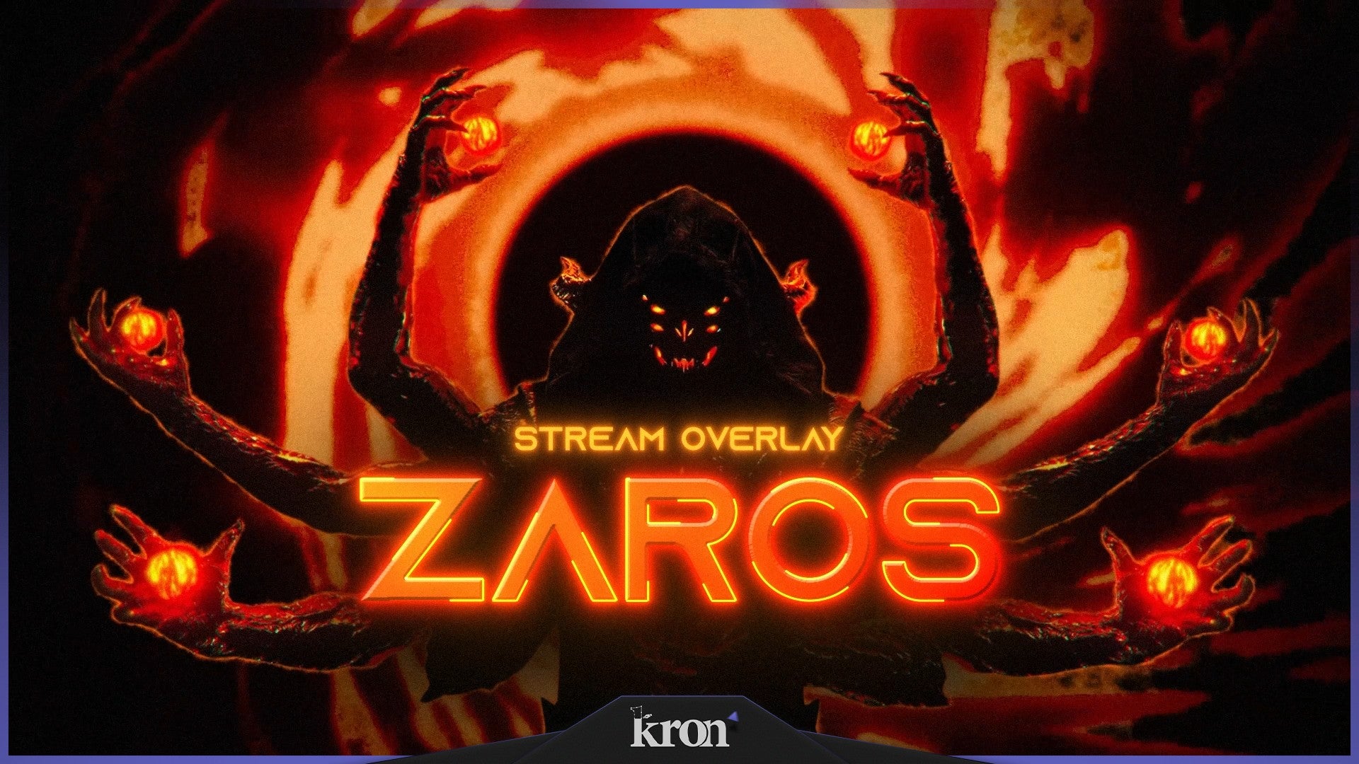 Zaros Stream Overlay for Twitch - Animated Dark Demonic Fire Package with Alerts and Widgets | byKron