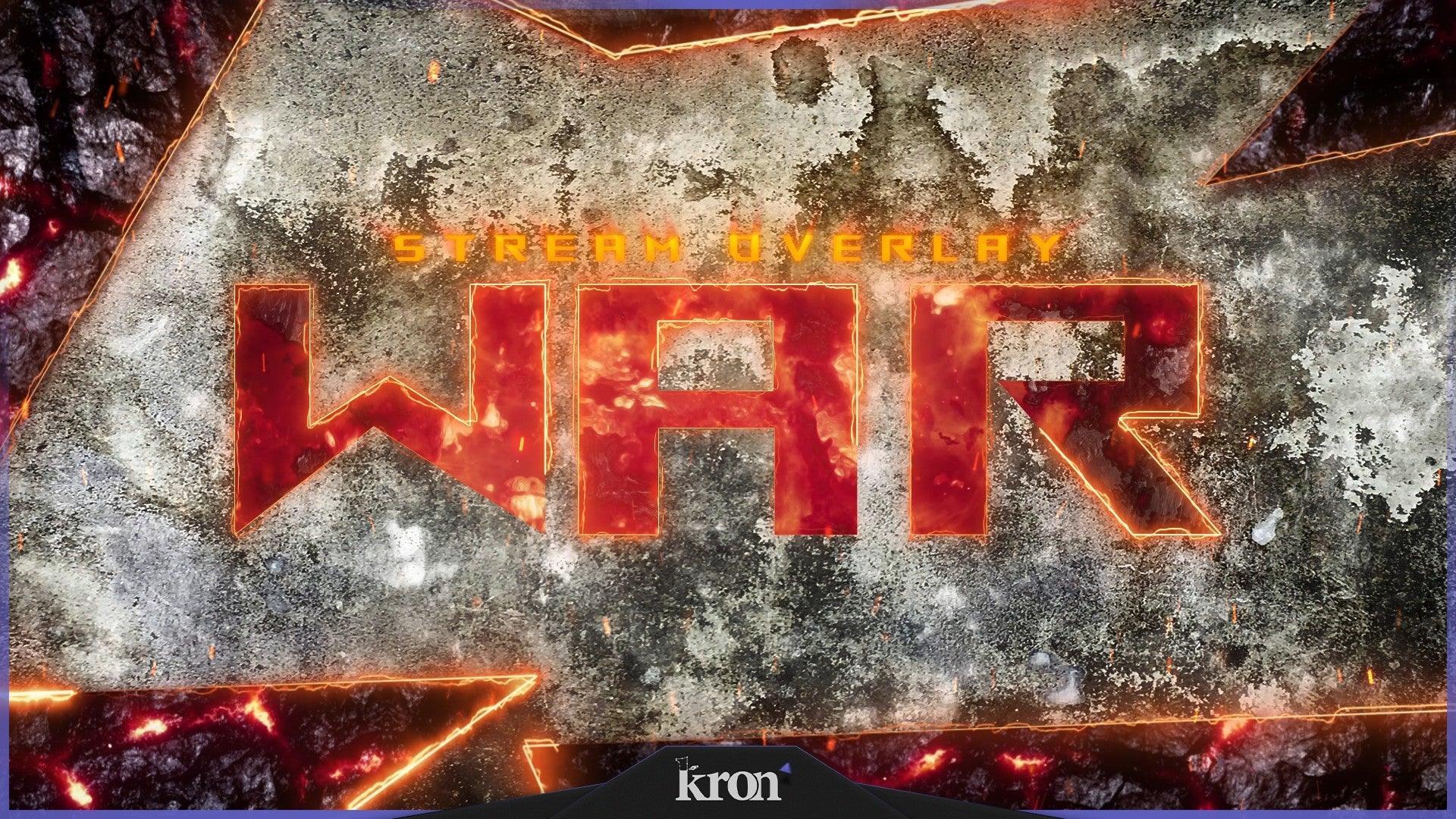 War Stream Overlay for Twitch - Animated Battle Fire Rugged Combat Game Package with Alerts and Widgets | byKron