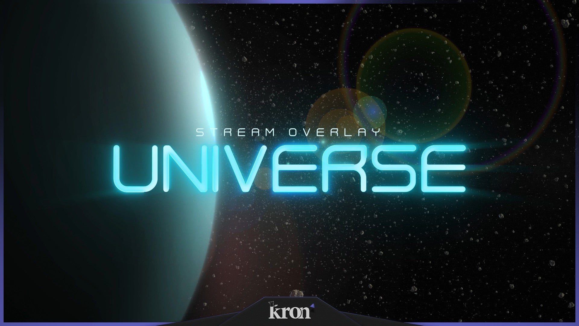 Universe Stream Overlay for Twitch - Animated Glowing Planet Space Sci-Fi Celestial Package with Alerts and Widgets | byKron