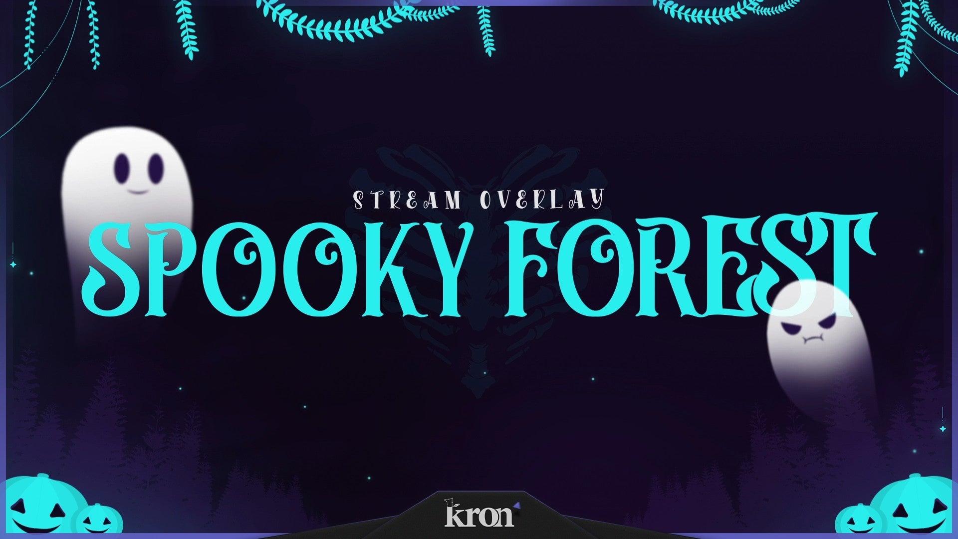 Spooky Forest Stream Overlay for Twitch - Animated Ghost Pumpkin Magical Forest Halloween Package with Alerts and Widgets | byKron