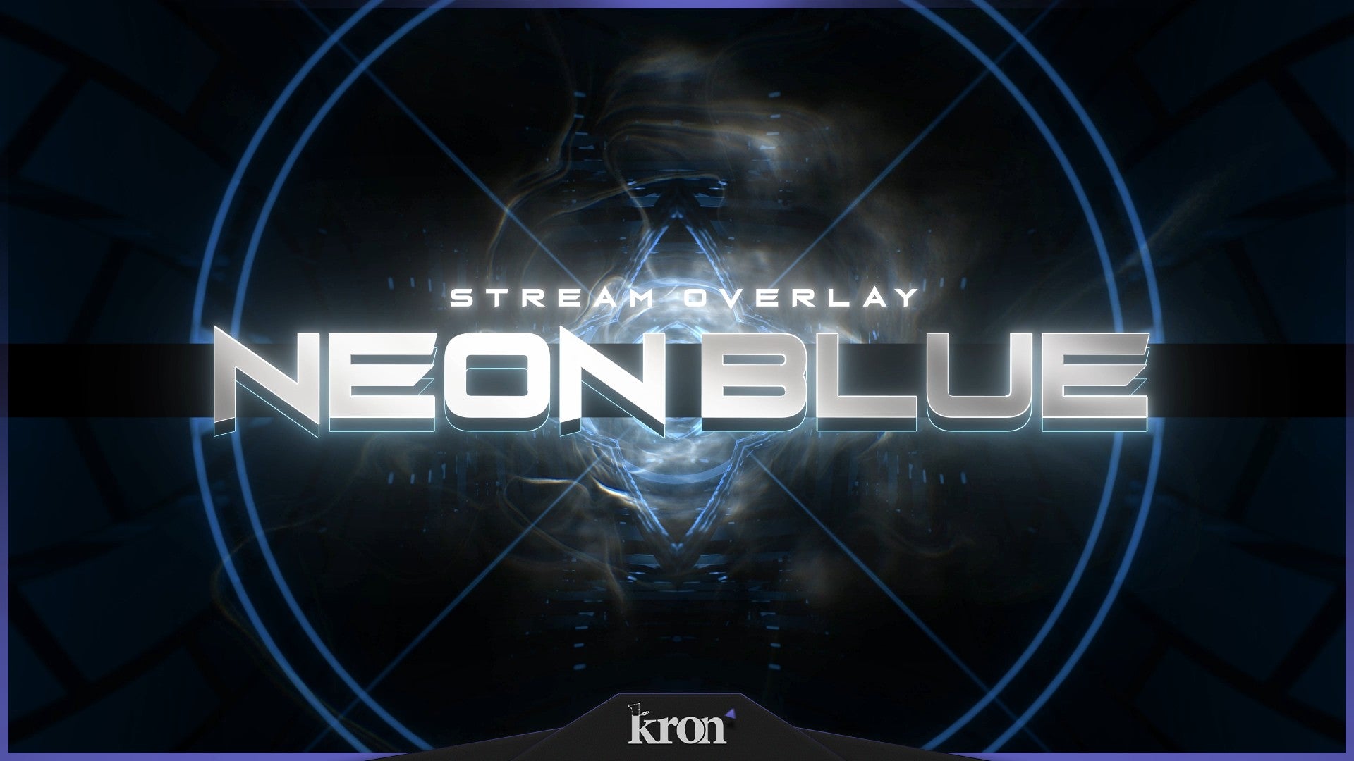 Neon Blue Stream Overlay for Twitch - Animated Blue Neon Glow Sci-Fi Synthwave Package with Alerts and Widgets | byKron