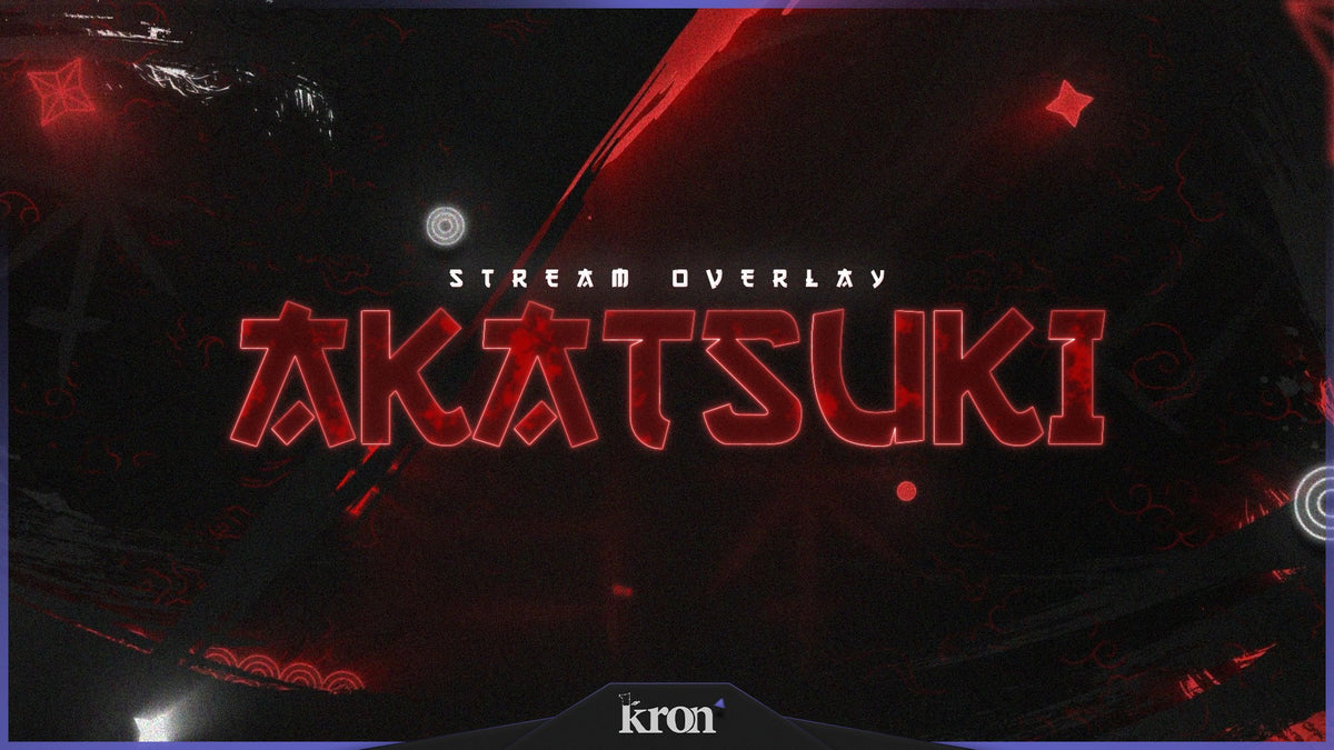 Akatsuki Stream Overlay for Twitch with red and black anime dark power aesthetic, camera frame, alerts and stream widgets