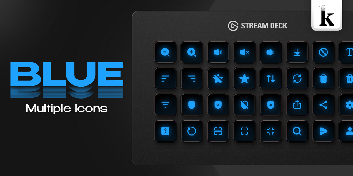 Blue Icons pack with clean blue themed designs for Stream Deck and gaming setups