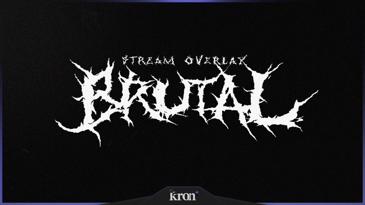 Brutal Stream Overlay for Twitch with dark phonk aesthetic, black and white high contrast design, camera frame, alerts and stream widgets