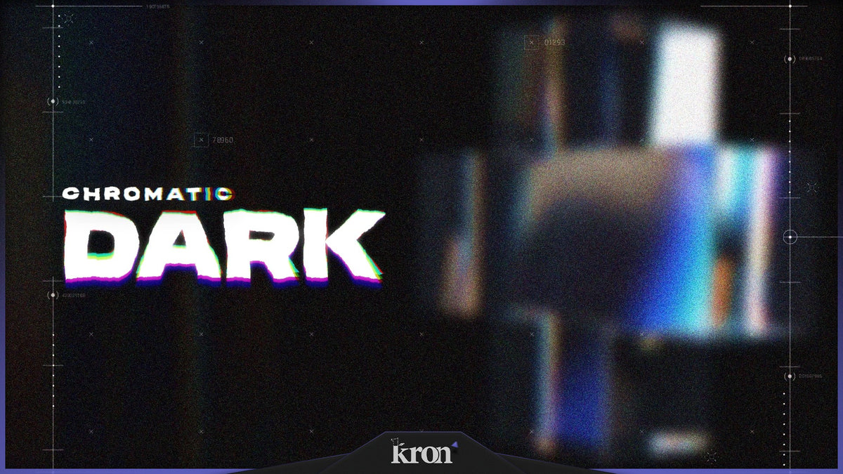 Chromatic Dark Stream Overlay for Twitch with futuristic glitch aesthetic, dark interface, camera frame, alerts and stream widgets