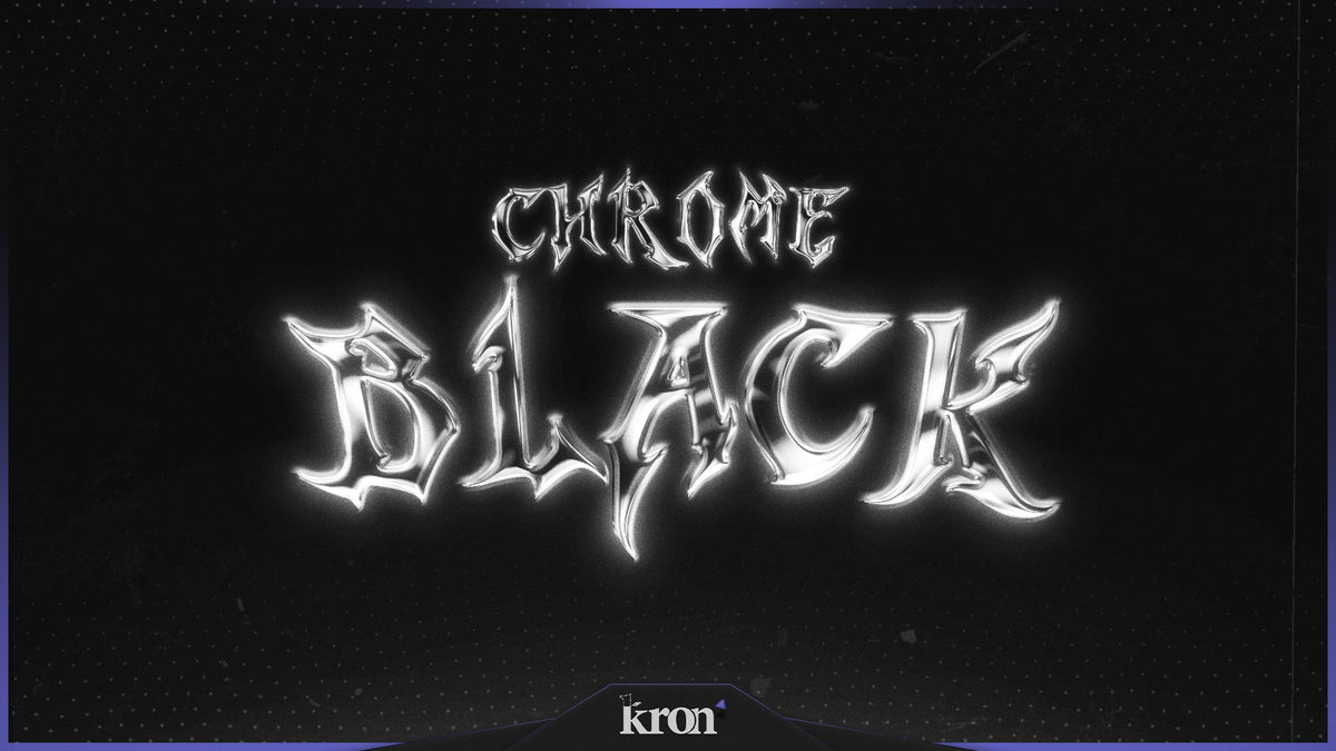 Chrome Black Stream Overlay for Twitch with dark high-contrast chrome aesthetic, bold metallic graphics, camera frame, alerts and stream widgets