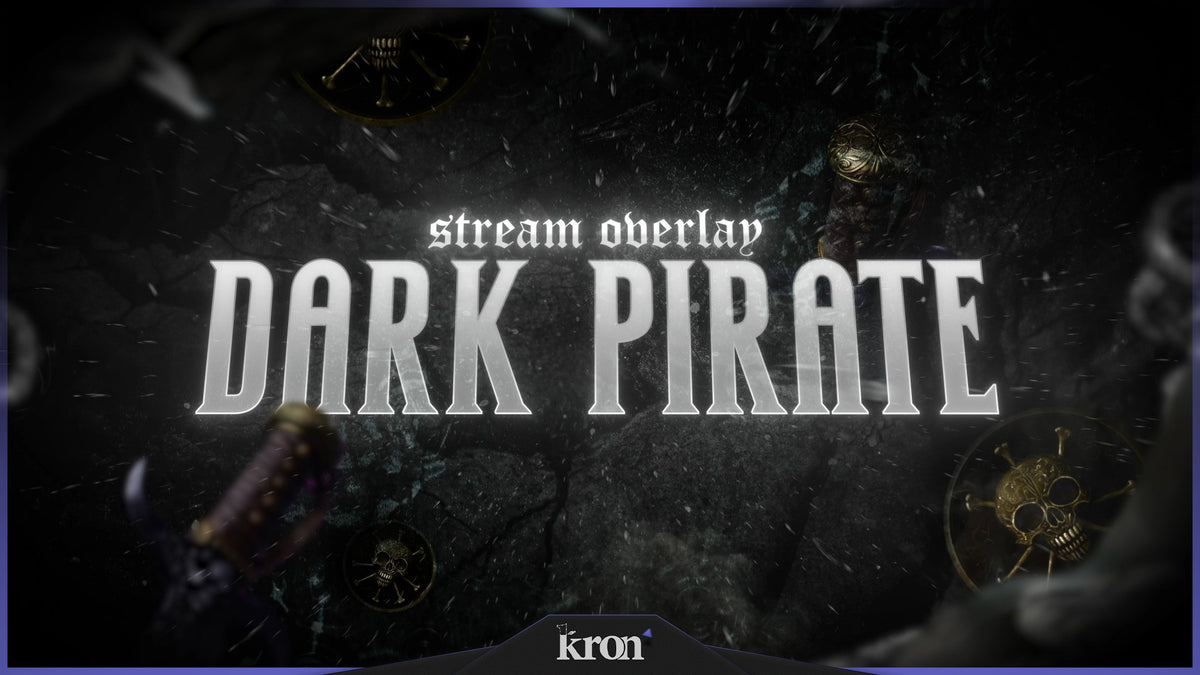 Dark Pirate Stream Overlay for Twitch with swords, skulls and moody gothic pirate aesthetic