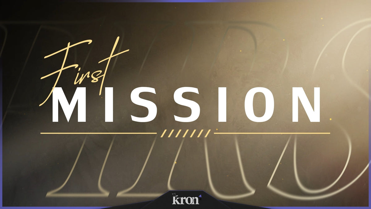 First Mission Stream Overlay for Twitch with golden details, soft lighting and clean cinematic adventure aesthetic