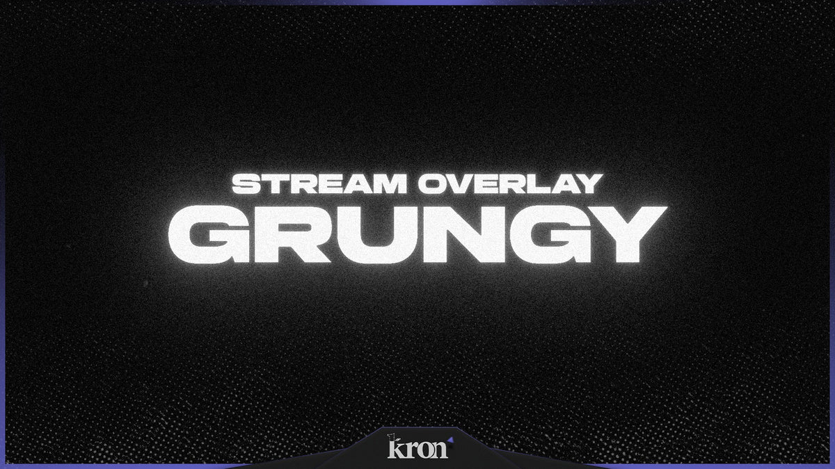 Grungy Stream Overlay for Twitch with bold black and white palette, clean layout and dark minimalist aesthetic