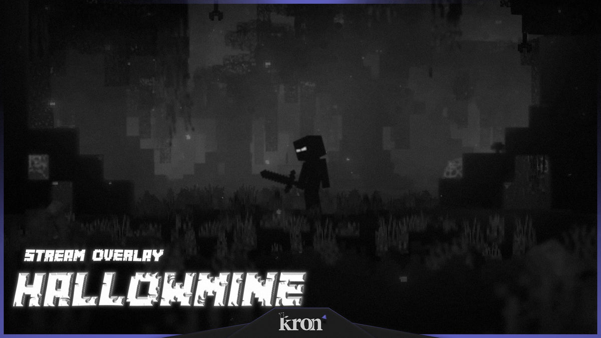 Hallow Mine Stream Overlay for Twitch with pixelated game-inspired visuals and creepy Halloween atmosphere