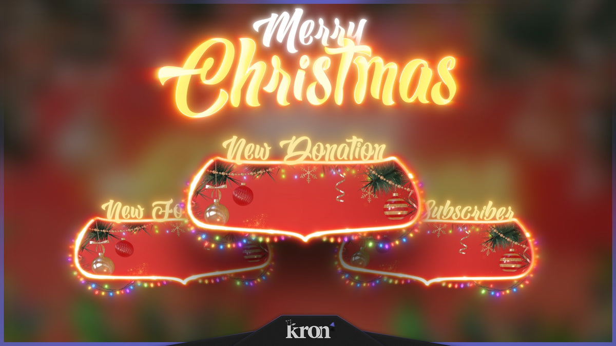 Merry Christmas Animated Alerts for Twitch with classic holiday colors, sparkling effects and cozy festive aesthetic