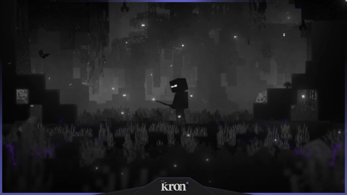 Obsidian Stream Overlay for Twitch with dark pixel aesthetic, glowing purple highlights and mysterious survival game atmosphere