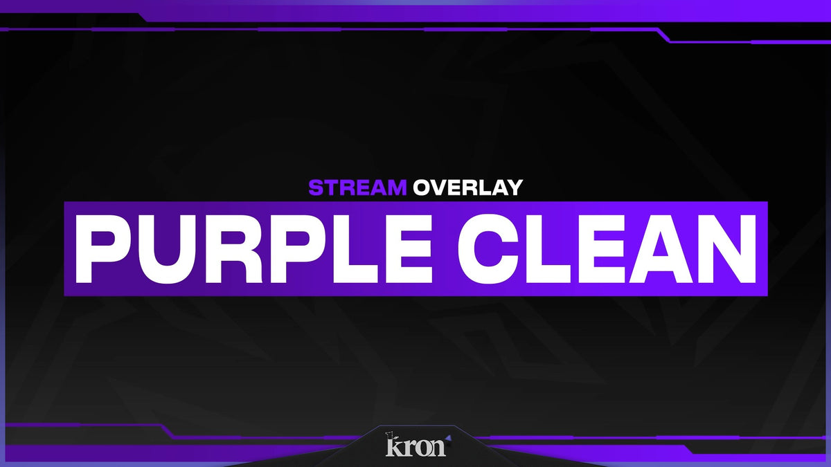 Purple Clean Stream Overlay for Twitch with minimal design, strong purple accents and clean modern aesthetic
