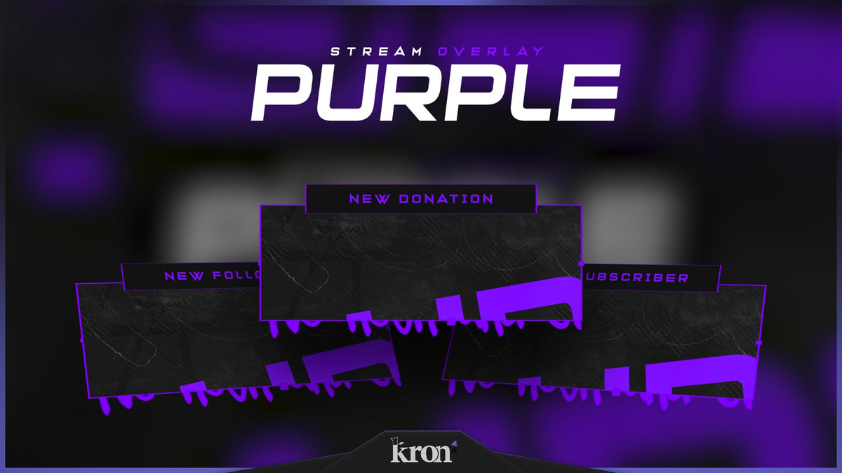 Purple Animated Alerts for Twitch with bold purple colors, modern high-tech graphics and electrifying futuristic aesthetic