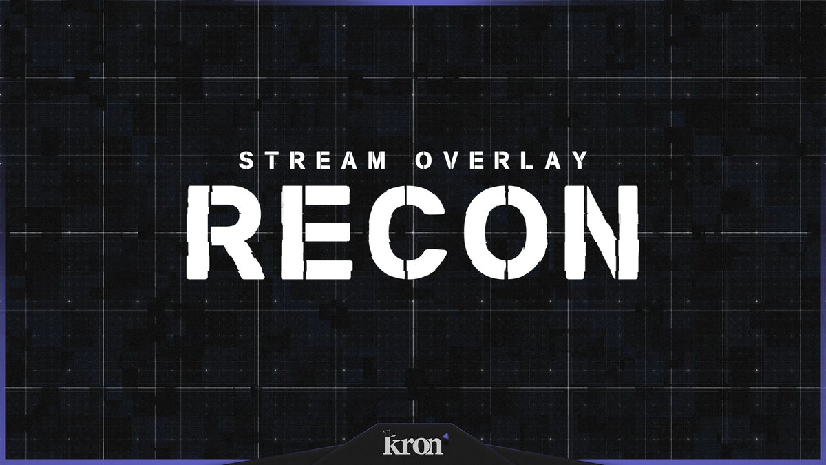 Recon Stream Overlay for Twitch with dark grid textures, military interface elements and modern tactical battlefield aesthetic