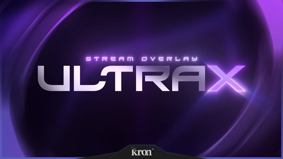 Ultra X Stream Overlay for Twitch with smooth purple gradients, neon lighting and clean futuristic ultra-tech aesthetic